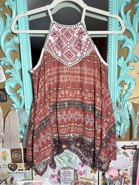 Rewind Flowy Sleeveless Top Shirt Lace Crochet Back Junior’s Size XS Boho Fall